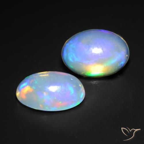 Pedras preciosas de Opala Multicolorido natural de 0.99 ct, oval, Transparente