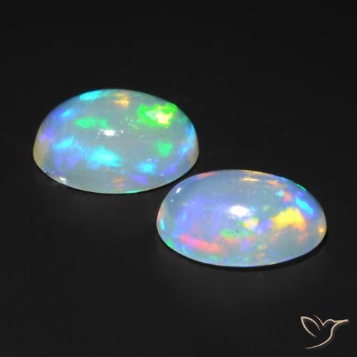 Pedras preciosas de Opala Multicolorido natural de 0.99 ct, oval, Transparente