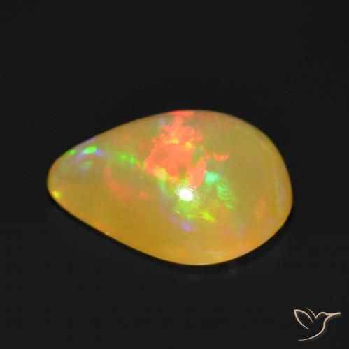 Opala Multicolorido Natural 0.72ct, Formato de pêra, Translúcido