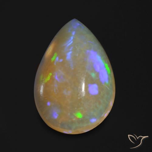 0.84ct Natural Multicolorido Opala, Formato de pêra, Transparente
