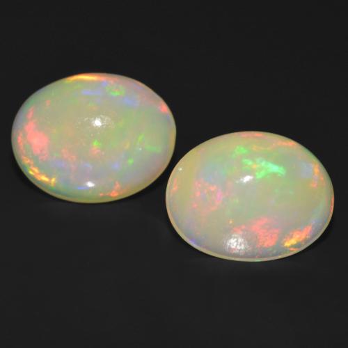 Pedras preciosas de opala multicolorido natural de 2,45 ct, corte oval, translúcido
