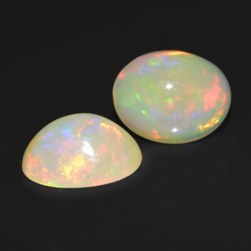 Pedras preciosas de opala multicolorido natural de 2,45 ct, corte oval, translúcido