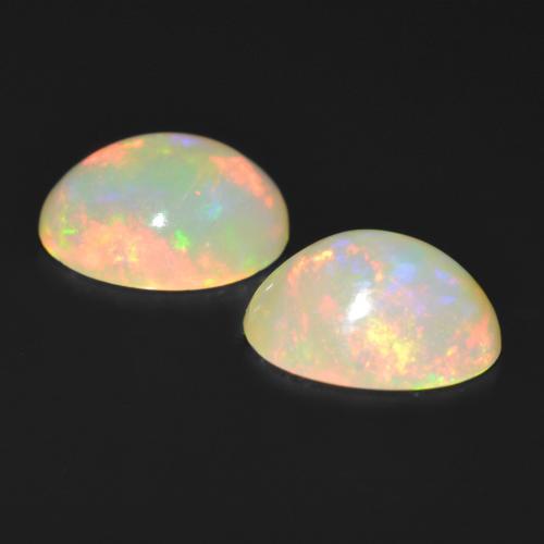 Pedras preciosas de opala multicolorido natural de 2,45 ct, corte oval, translúcido