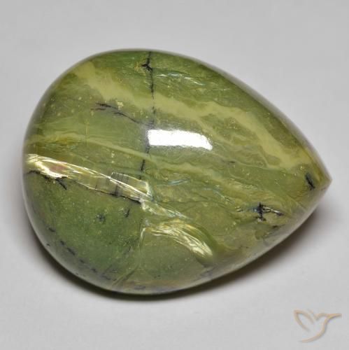 Opala verde quente Natural 37.03ct, Formato de pêra, Opaco