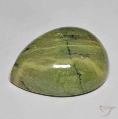 Opala verde quente Natural 37.03ct, Formato de pêra, Opaco