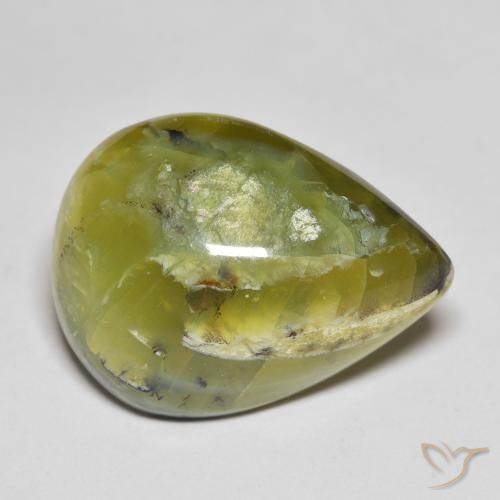 Opala Verde médio Natural 15.41ct, Formato de pêra, Opaco