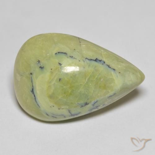 Opala Verde amarelado Natural 22.34ct, Formato de pêra, Opaco