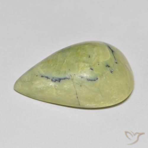 Opala Verde amarelado Natural 22.34ct, Formato de pêra, Opaco