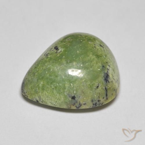 Opala Verde Terroso Natural 9.03ct, Formato de pêra, Opaco