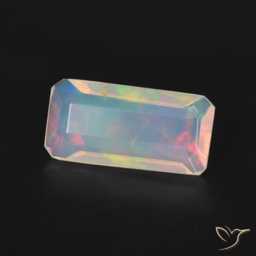 Opala Multicolorido Natural 1.06ct, Corte Octógono / Esmeralda, Transparente