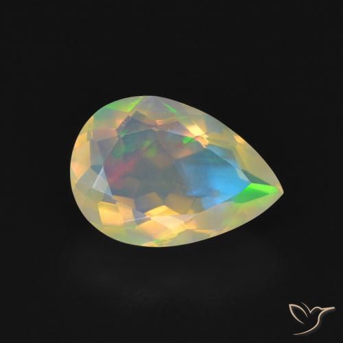 1.43ct Natural Multicolorido Opala, Formato de pêra, Transparente