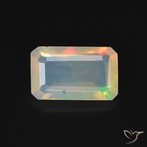 0.99ct Natural Multicolorido Opala, Corte Esmeralda, Transparente