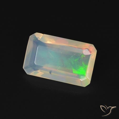 Opala Multicolorido Natural 0.99ct, Corte Octógono / Esmeralda, Transparente