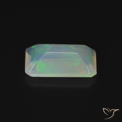 Opala Multicolorido Natural 0.99ct, Corte Octógono / Esmeralda, Transparente