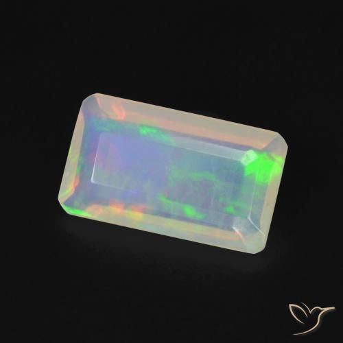Opala Multicolorido Natural 1.35ct, Corte Octógono / Esmeralda, Transparente