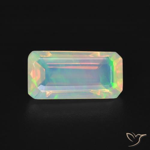1.27ct Natural Multicolorido Opala, Corte Esmeralda, Transparente