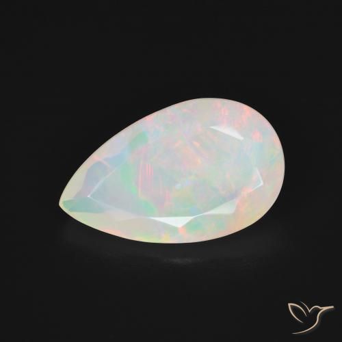2.63ct Natural Branco multicor Opala, Formato de pêra, Translúcido