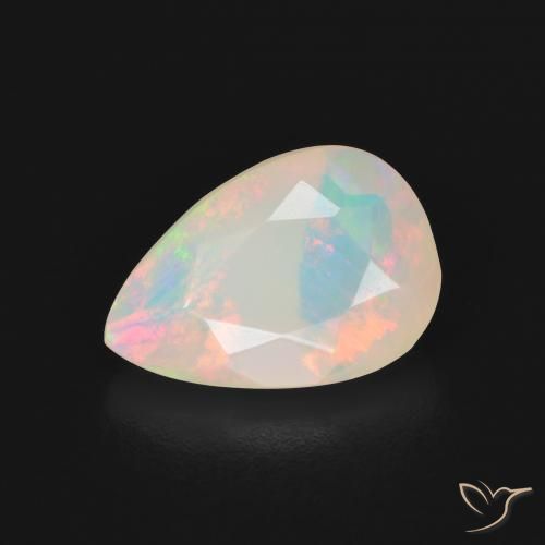 2.16ct Natural Branco multicor Opala, Formato de pêra, Transparente