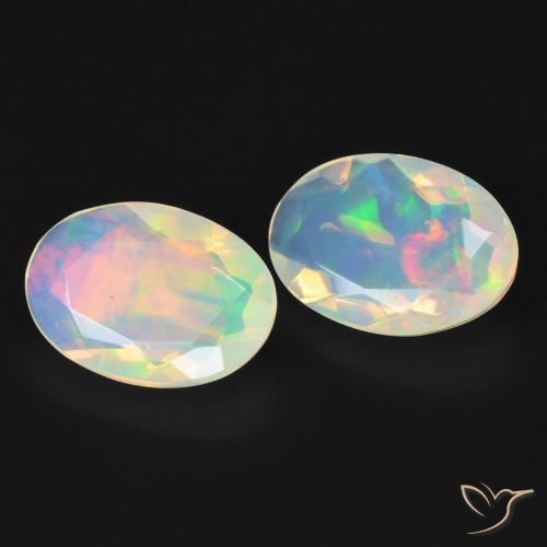 Pedras preciosas de Opala Branco azulado natural de 2.48 ct, oval, Transparente