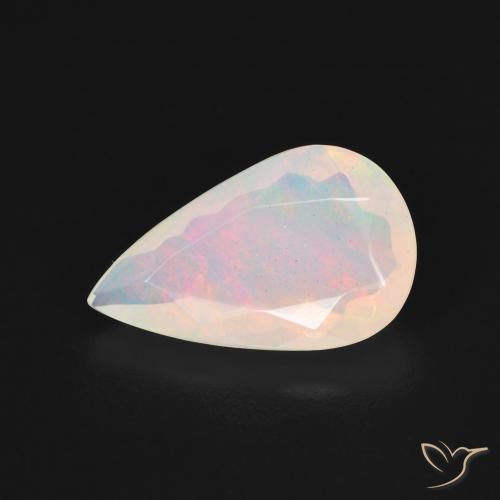 1.64ct Natural Branco multicor Opala, Formato de pêra, Transparente