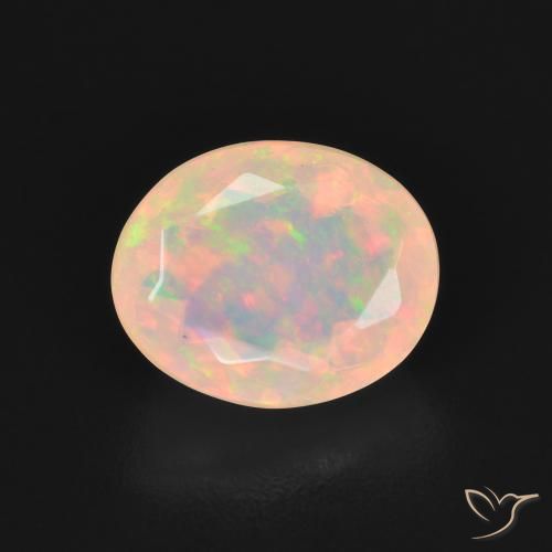 1.54ct Natural Branco multicor Opala, oval, Transparente