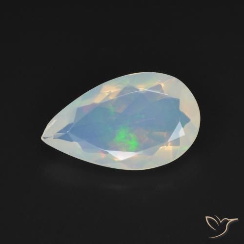 1.84ct Natural Branco azulado Opala, Formato de pêra, Transparente