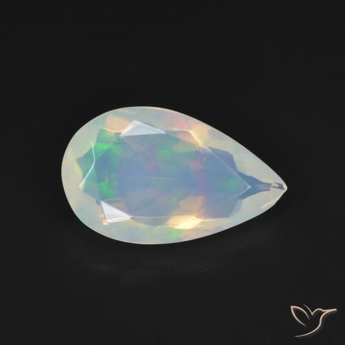 Opala Branco azulado Natural 1.84ct, Formato de pêra, Transparente