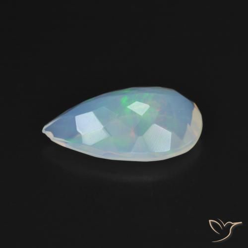 Opala Branco azulado Natural 1.84ct, Formato de pêra, Transparente