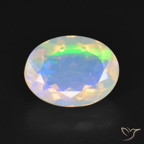 2.17ct Natural Branco azulado Opala, oval, Transparente