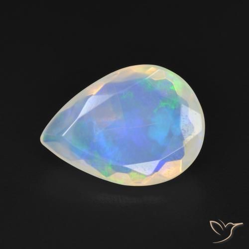 1.93ct Natural Branco azulado Opala, Formato de pêra, Transparente