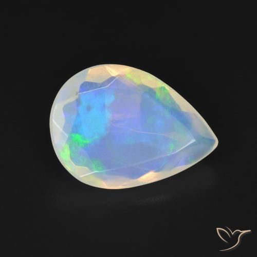 Opala Branco azulado Natural 1.93ct, Formato de pêra, Transparente