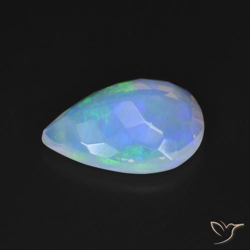 Opala Branco azulado Natural 1.93ct, Formato de pêra, Transparente