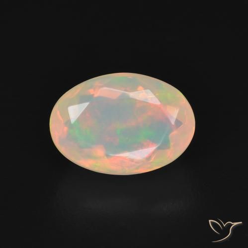 1.71ct Natural Branco multicor Opala, oval, Transparente