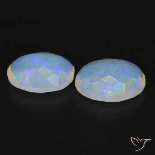 Pedras preciosas de Opala Branco azulado natural de 3.16 ct, oval, Transparente