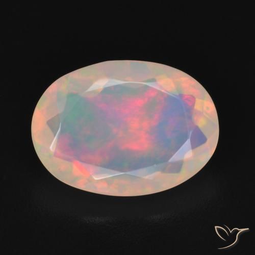 1.63ct Natural Branco multicor Opala, oval, Transparente