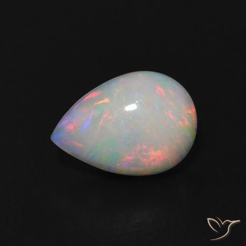 Opala multicolorido natural 0,45ct, formato de pêra, transparente