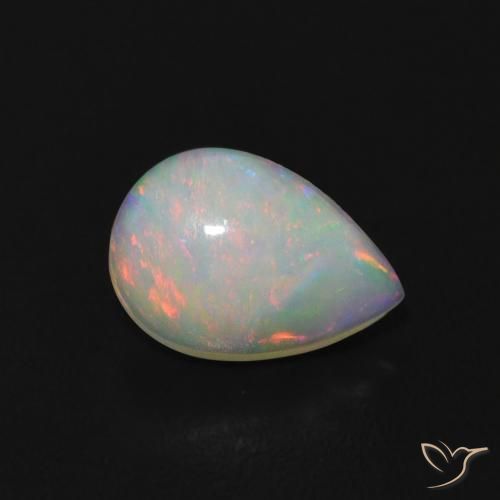 Opala multicolorido natural 0,45ct, formato de pêra, transparente