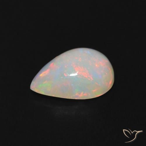 Opala multicolorido natural 0,45ct, formato de pêra, transparente