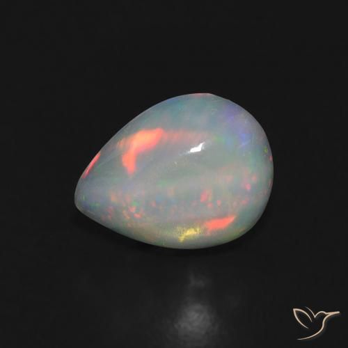 Opala Multicolorido Natural 0.74ct, Formato de pêra, Transparente