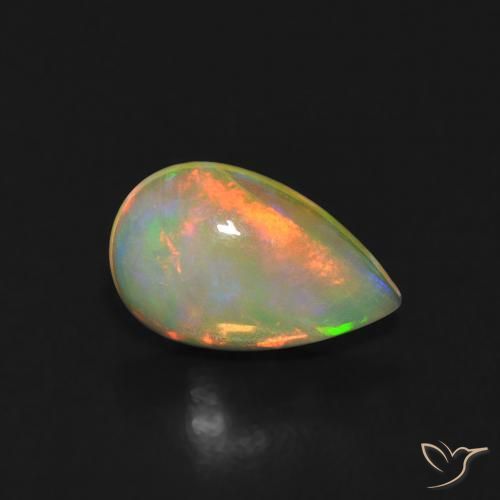 Opala Multicolorido Natural 0.49ct, Formato de pêra, Transparente