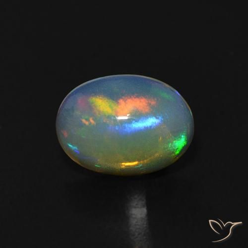 0.72ct Natural Branco azulado Opala, oval, Transparente