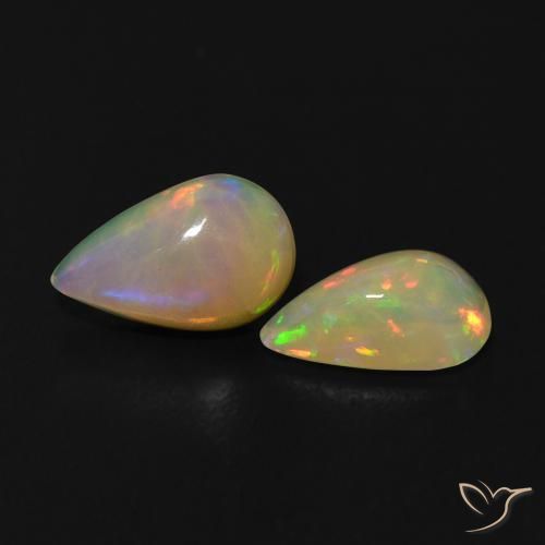Pedras preciosas de Opala Multicolorido natural de 0.86 ct, Formato de pêra, Transparente
