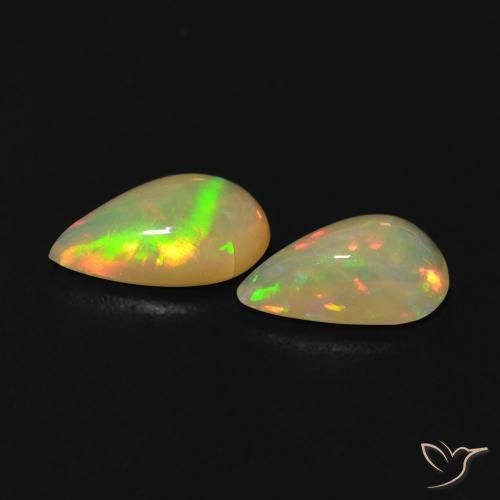 Pedras preciosas de Opala Multicolorido natural de 0.86 ct, Formato de pêra, Transparente