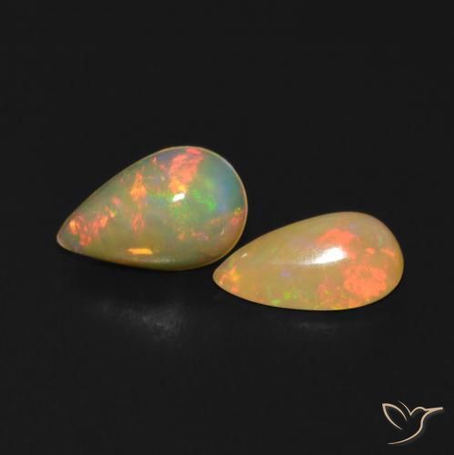 Pedras preciosas de Opala Multicolorido natural de 0.89 ct, Formato de pêra, Transparente