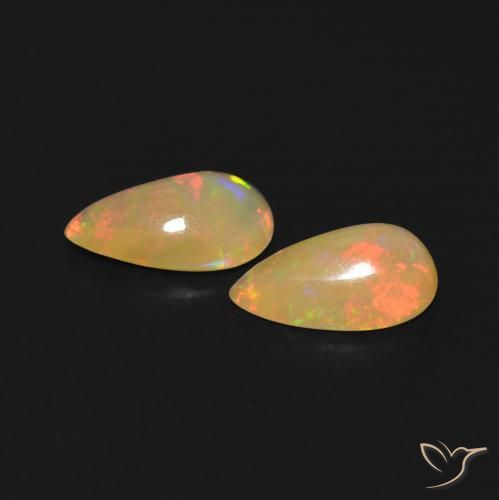 Pedras preciosas de Opala Multicolorido natural de 0.89 ct, Formato de pêra, Transparente