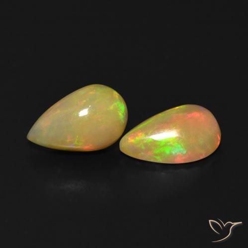 Pedras preciosas de Opala Multicolorido natural de 1.14 ct, Formato de pêra, Transparente