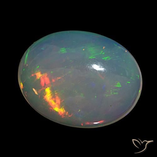 Opala multicolorido natural 7,53ct, corte oval, transparente