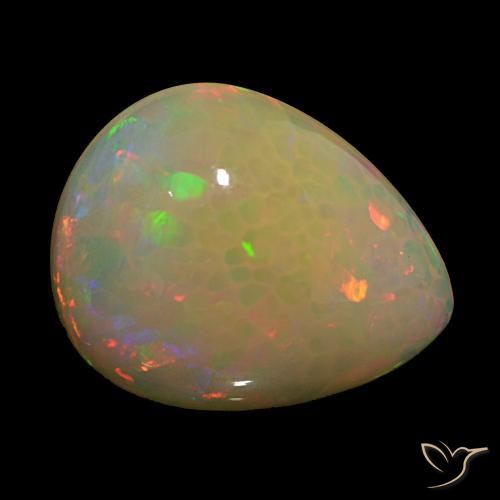 Opala multicolorido natural 14,60ct, formato de pêra, transparente