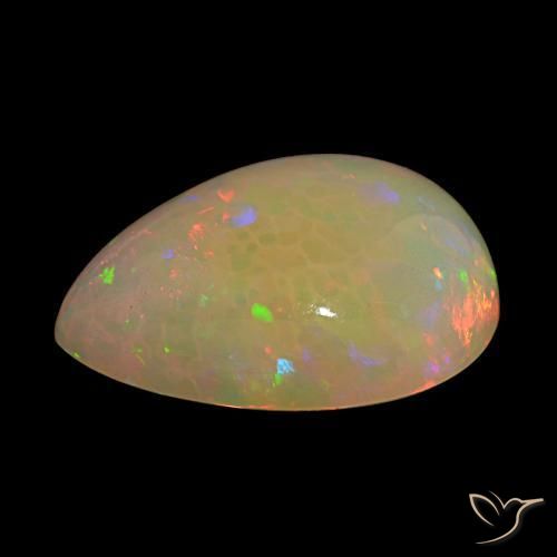 Opala multicolorido natural 14,60ct, formato de pêra, transparente