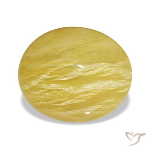 Opala amarelo natural 6,32ct, corte oval, opaco
